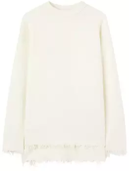 Jil Sander джемпер тонкой вязки с бахромой, белый