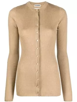 Jil Sander джемпер в рубчик с круглым вырезом, нейтральный цвет