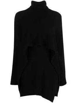 Jil Sander джемпер в рубчик со съемной вставкой, черный