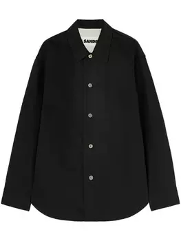 Jil Sander джинсовая рубашка с нашивкой-логотипом, черный