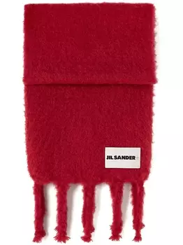 Jil Sander фактурный шарф из смесовой шерсти, красный