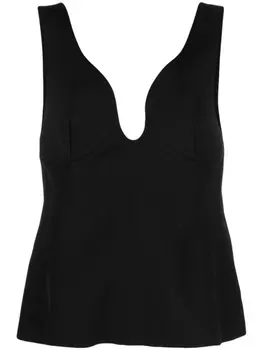 Jil Sander фактурный топ с U-образным вырезом, черный