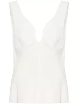 Jil Sander фактурный топ с V-образным вырезом, белый
