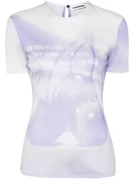 Jil Sander футболка из джерси с графичным принтом, синий