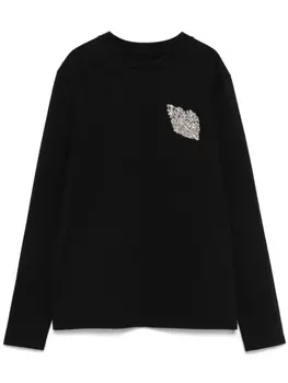 Jil Sander футболка с брошью, черный