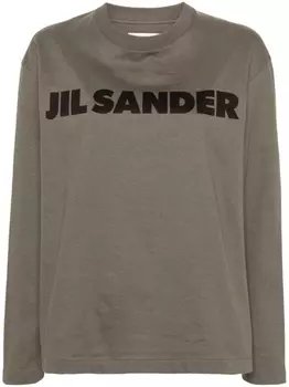 Jil Sander футболка с длинными рукавами и логотипом, зеленый