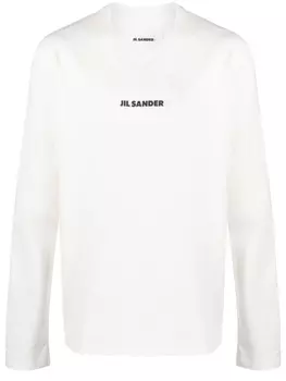 Jil Sander футболка с длинными рукавами и логотипом, белый