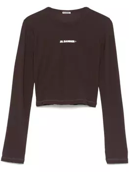 Jil Sander футболка с логотипом, коричневый