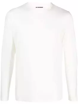 Jil Sander футболка с вышитым логотипом, нейтральный цвет