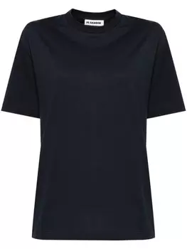 Jil Sander футболка с вышитым логотипом, синий