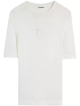 Jil Sander футболка в технике кроше, белый