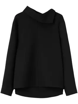 Jil Sander габардиновая рубашка с асимметричным вырезом, черный