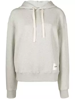 Jil Sander худи с кулиской и нашивкой-логотипом, серый