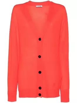 Jil Sander кардиган-пальто Jil Sanda+ с вышитым логотипом, красный