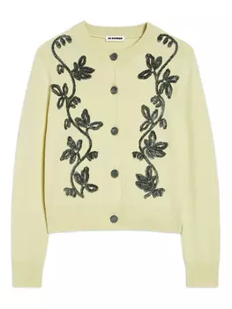 Jil Sander кардиган с вышивкой, желтый
