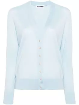 Jil Sander кардиган тонкой вязки с V-образным вырезом, синий