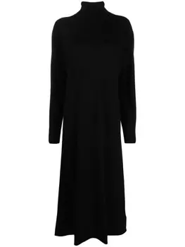 Jil Sander кашемировое платье макси с высоким воротником, черный