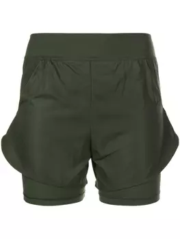 Jil Sander khaki layered shorts, зеленый