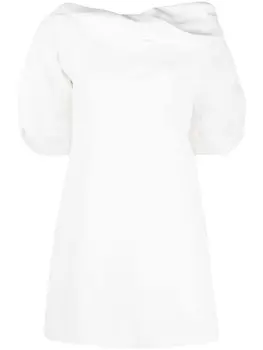 Jil Sander короткое платье со сборками, белый