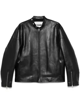 Jil Sander кожаная куртка на молнии, черный