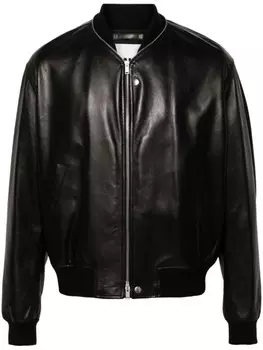 Jil Sander кожаный бомбер, черный