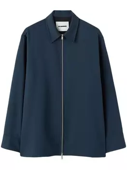 Jil Sander креповая рубашка на молнии, синий