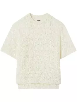 Jil Sander кружевная футболка с короткими рукавами, нейтральный цвет