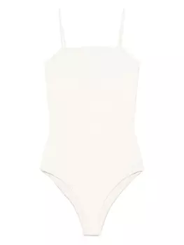 Jil Sander купальник с вышитым логотипом, нейтральный цвет