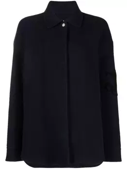 Jil Sander куртка из вирджинской шерсти с вышитым логотипом, синий