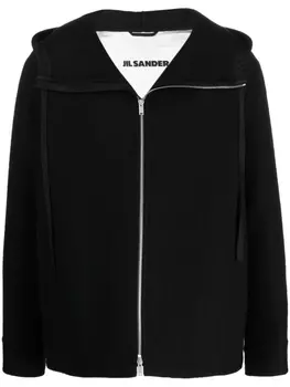 Jil Sander куртка из вирджинской шерсти с капюшоном, черный