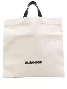 Jil Sander льняная сумка-тоут с логотипом, белый