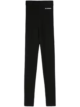 Jil Sander легинсы с завышенной талией и логотипом, черный