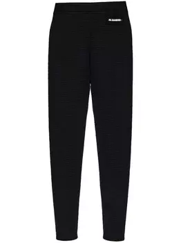Jil Sander лосины в рубчик с логотипом, черный