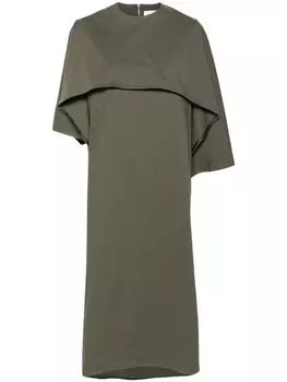 Jil Sander многослойное платье миди, зеленый