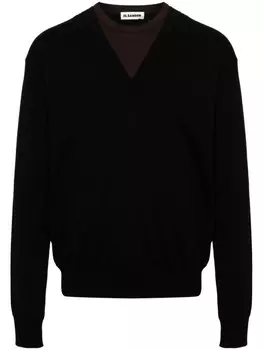 Jil Sander многослойный джемпер из смесовой вирджинской шерсти, черный