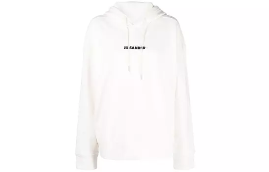 JIL SANDER Мужская хлопковая толстовка с логотипом спереди, белая