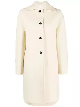 Jil Sander однобортное пальто из необработанной шерсти, нейтральный цвет