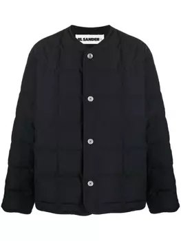 Jil Sander однобортный пуховик, черный