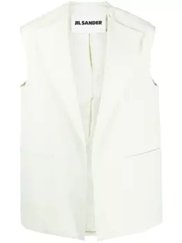 Jil Sander однобортный жилет с V-образным вырезом, зеленый
