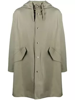 Jil Sander пальто с капюшоном и логотипом, зеленый