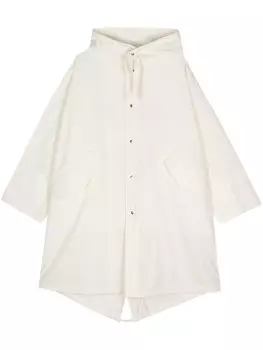 Jil Sander пальто с капюшоном и логотипом, белый