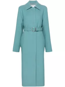 Jil Sander пальто с отложным воротником и поясом, синий