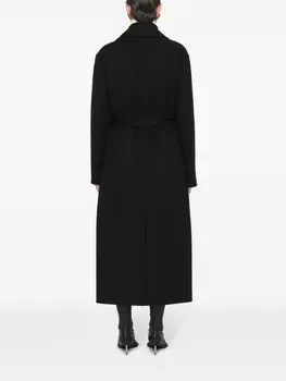 Jil Sander пальто с отложным воротником и поясом, черный