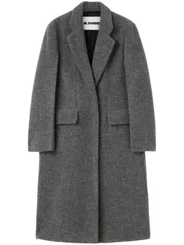 Jil Sander пальто строгого кроя с заостренными лацканами, серый