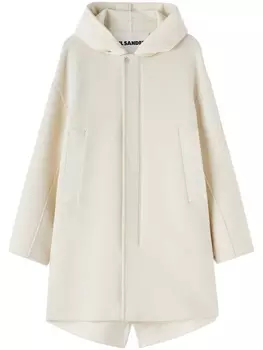 Jil Sander парка из вирджинской шерсти с капюшоном, белый
