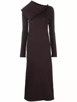 Jil Sander платье макси асимметричного кроя, коричневый