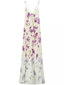 Jil Sander платье макси с цветочным принтом, белый