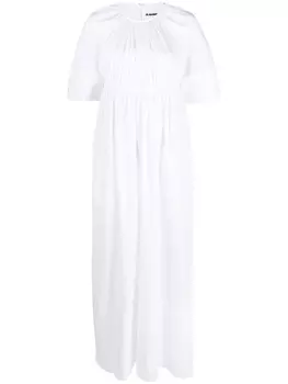 Jil Sander платье макси с короткими рукавами и сборками, белый