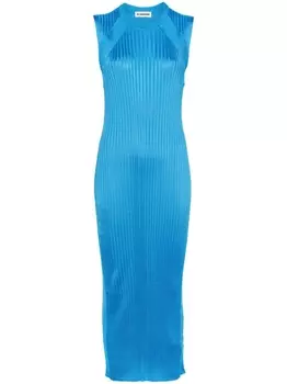 Jil Sander платье макси в рубчик, синий