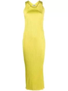 Jil Sander платье макси в рубчик, зеленый